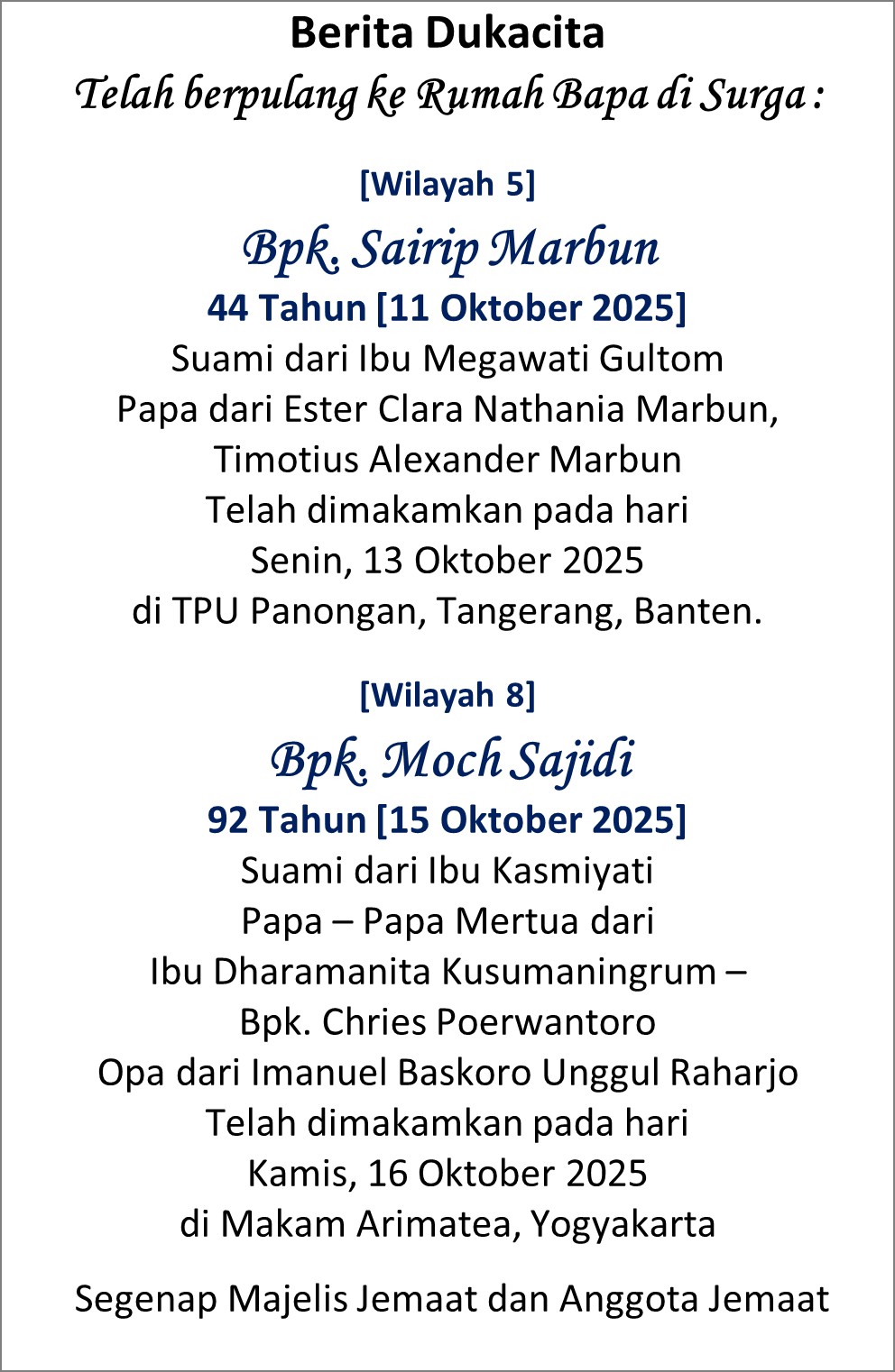 Berita Dukacita