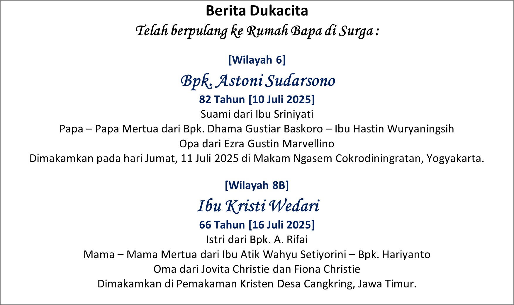 Berita Dukacita