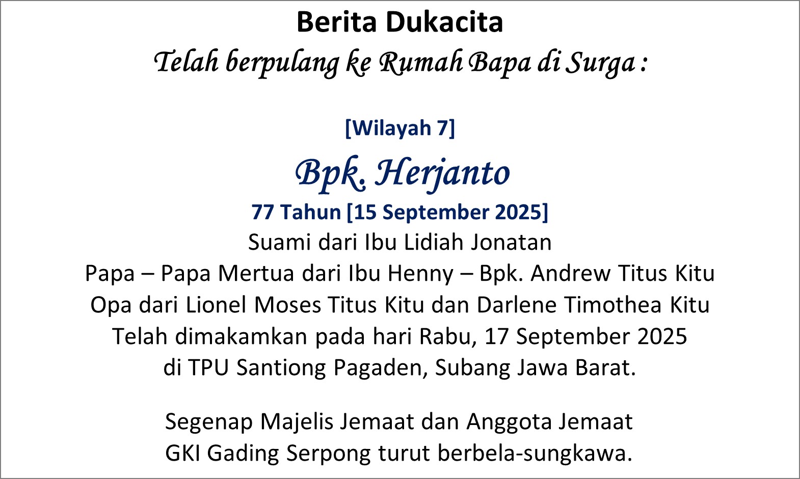 Berita Dukacita