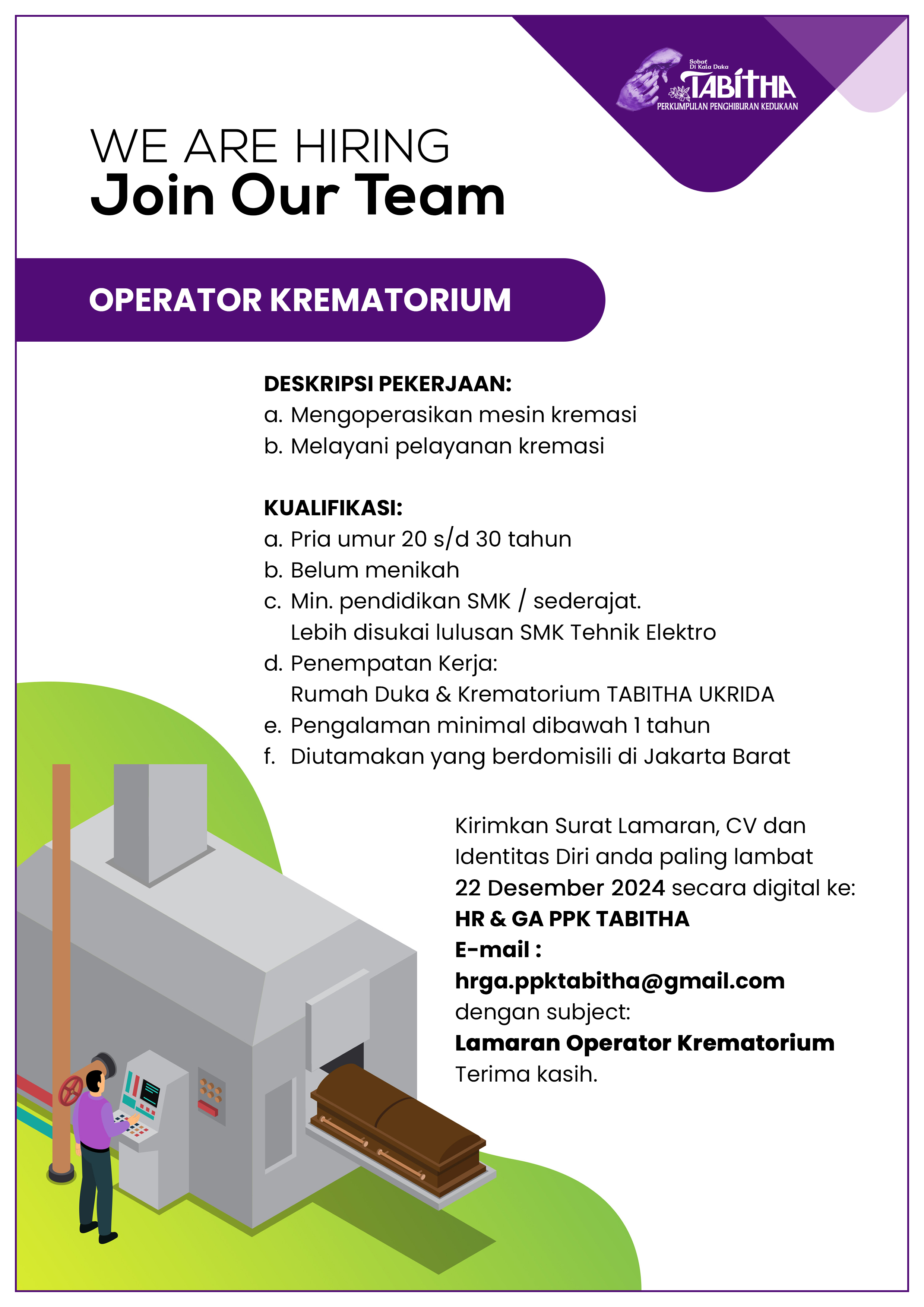 LOKER OPERATOR KREMATORIUM