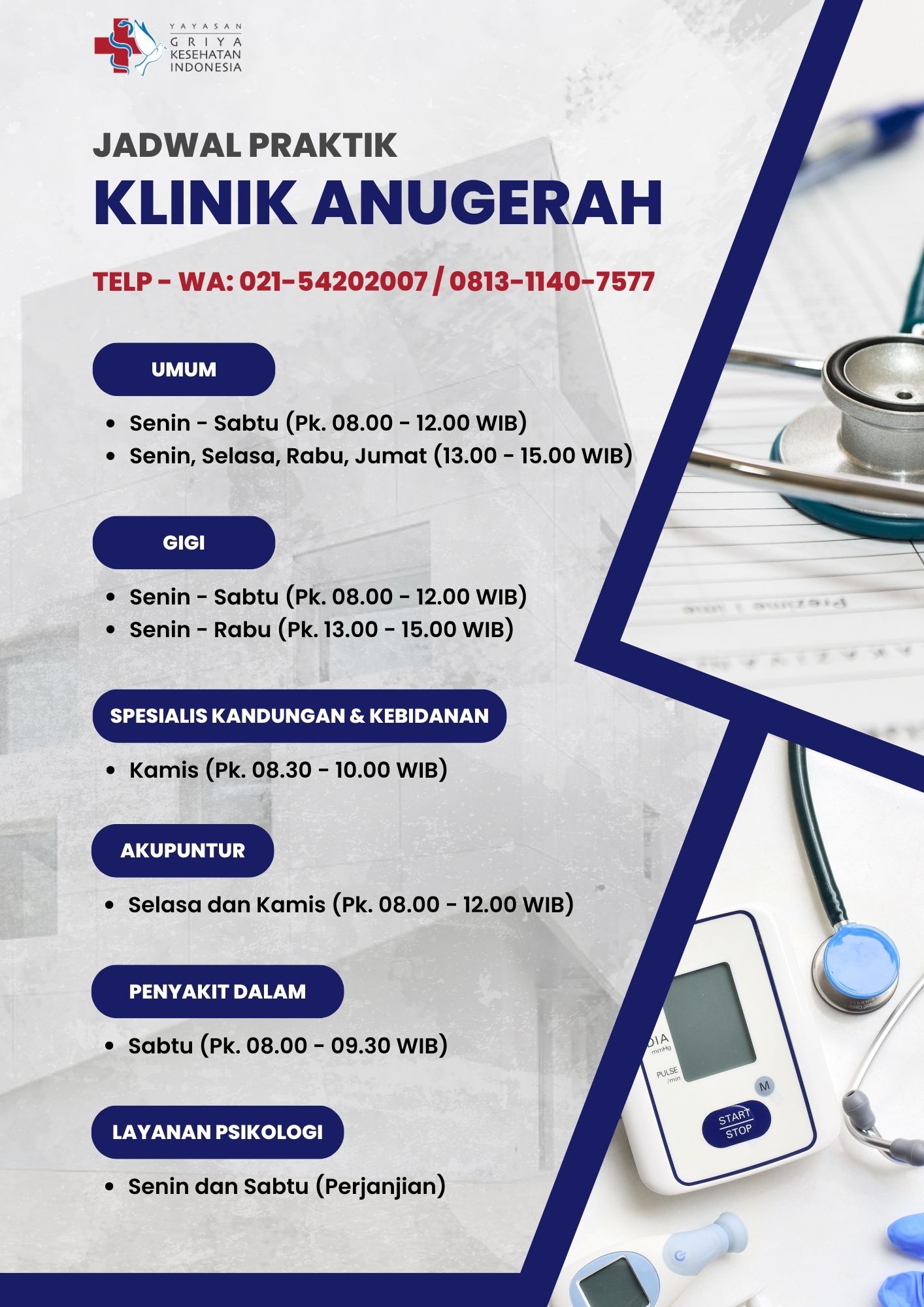 A4 Flyer Jadwal Praktik Klinik Anugerah Agustus 2023