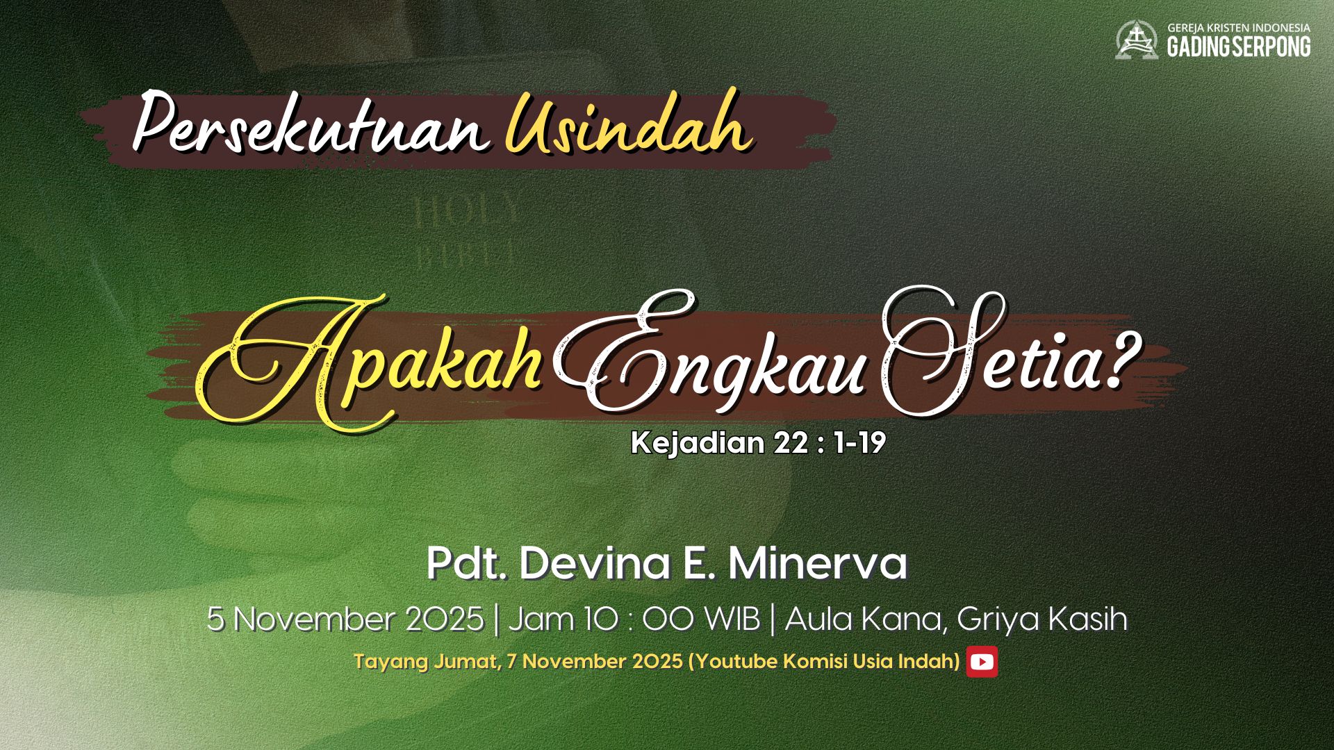 Persekutuan Usia Indah | 5 November 2025