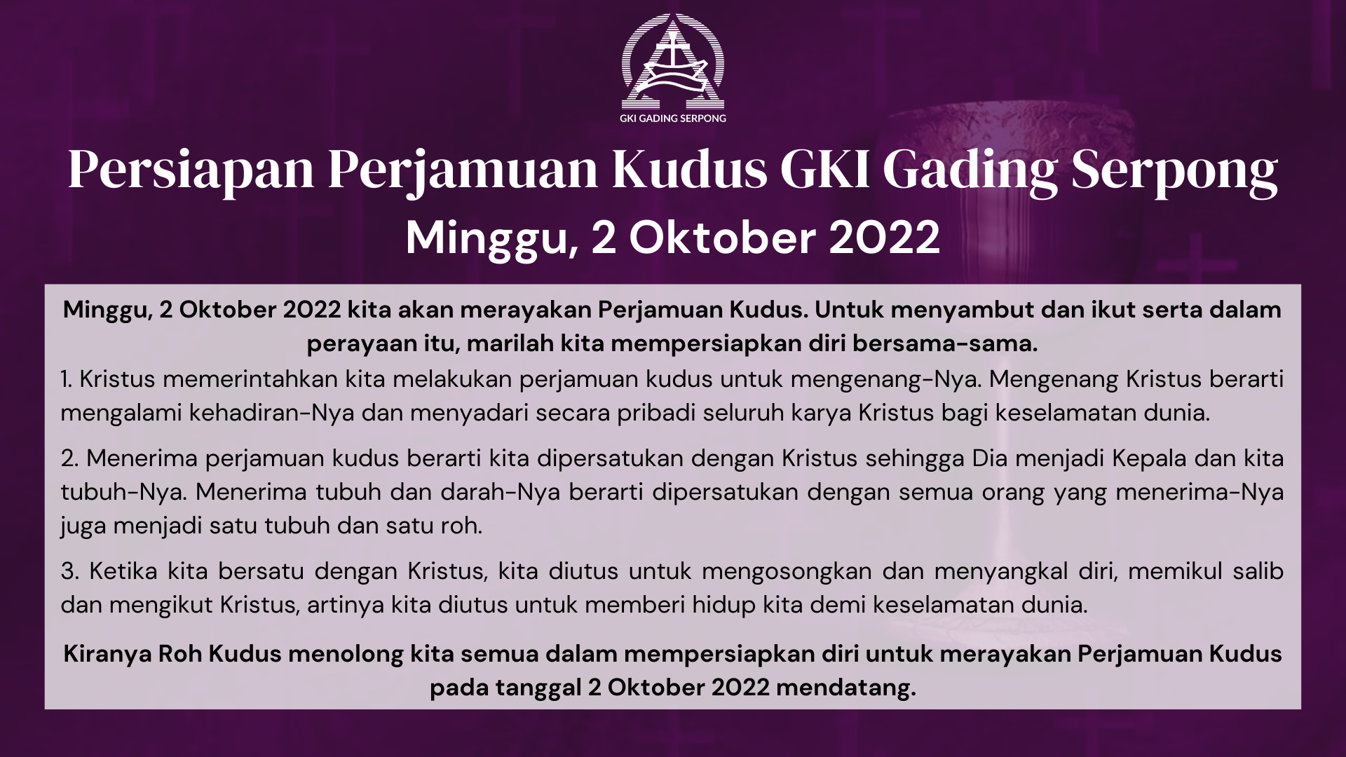 Info Perjamuan Kudus 2 Okt 2022