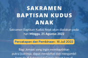 Formulir Pendaftaran Sakramen Baptisan Kudus Anak GKI Gading Serpong | 21 Agustus 2022