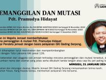 Pemanggilan dan Mutasi Pdt. Pramudya Hidayat