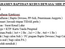 Formulir Pendaftaran Katekisasi - Baptis Kudus Dewasa