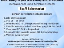 Info Lowongan Kerja | Staff Sekretariat BPMS GKI